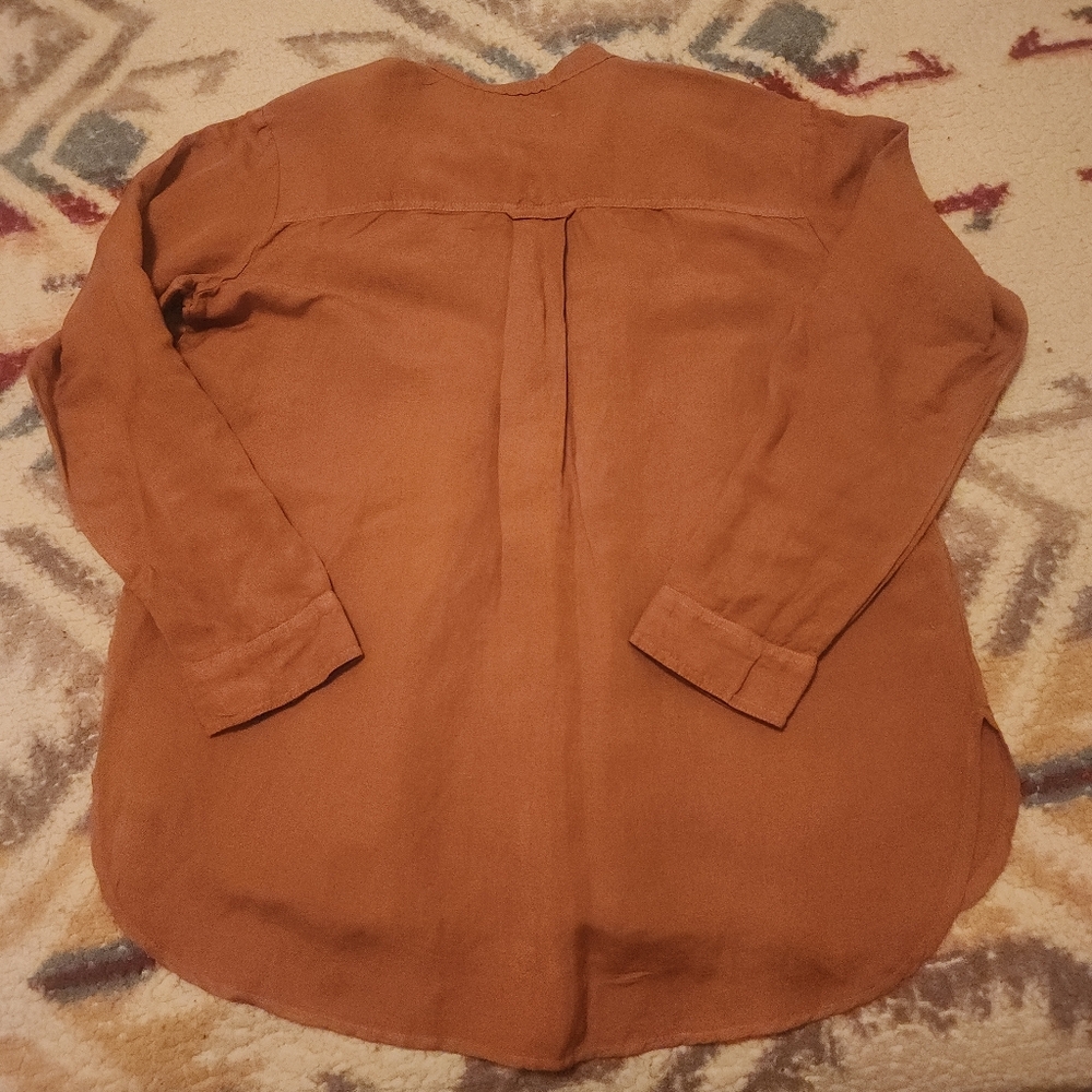 Ruffled Placket Button Down Linen Shirt - image 3